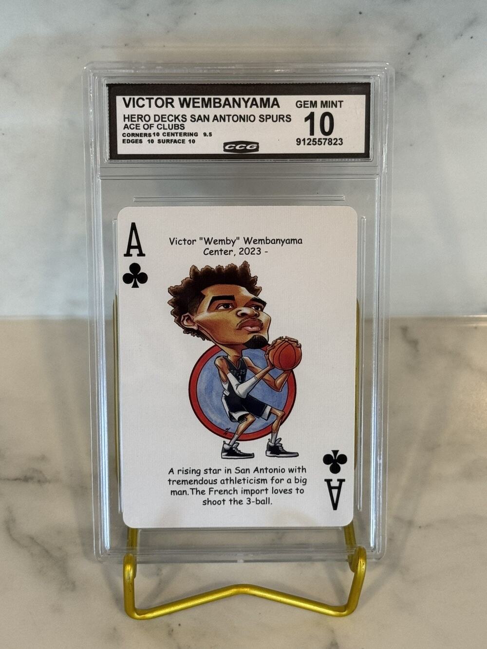 Victor Wembanyama Hero Decks Spurs Ace of Clubs Graded Gem Mint 10 - Rookie